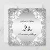 25e jubileumfeest wit zilveren kant kaart (Voorkant)