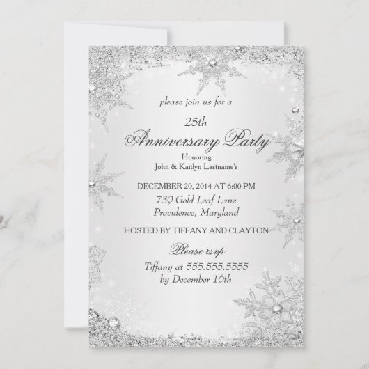 25e jubileumfeest Zilveren Winter Wonderland Kaart (Voorkant)