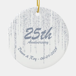 25e jubileumornament Metaal • Gepersonaliseerd zil Keramisch Ornament