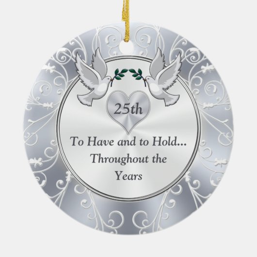 25e kerstversiering Jubileum bruiloft Keramisch Ornament (Achterkant)