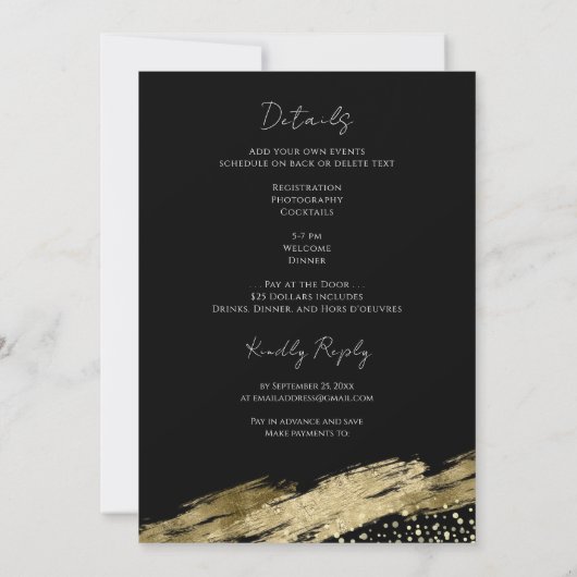 25e klas reünie zwart en goud uitnodiging (Achterkant)