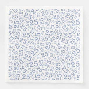 25e Leeftijd Willekeurig Getal Patroon Blauw/Wit Servet