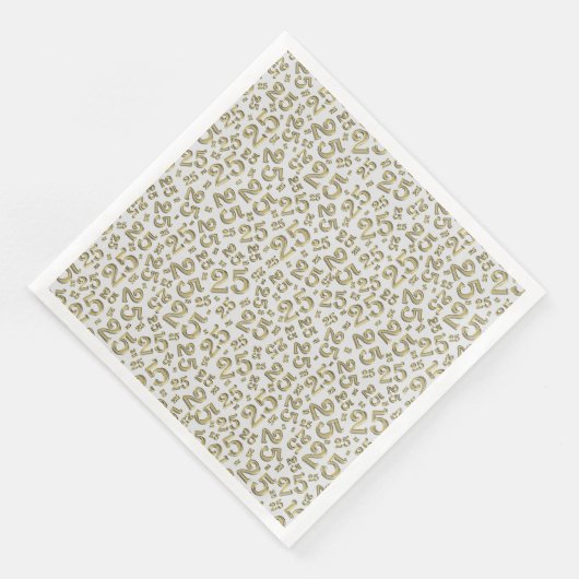 25e Leeftijd Willekeurig Getal Patroon Goud/Wit Servet (Hoek)