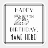 25E MAANDAG, Art Deco-stijl, aangepaste naam Vierkante Sticker (Voorkant)