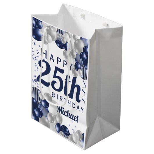 25e marineballonnen ter zee medium cadeauzakje (Voorkant Gekanteld)