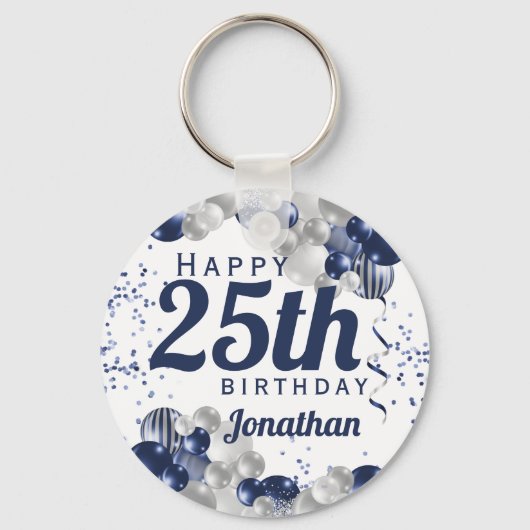 25e marinier Blauwe Balloons Sleutelhanger (Voorkant)