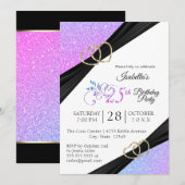 25e Multi Kleur Glitters en Gouden Hart Verjaardag Kaart (Voorkant / Achterkant)