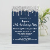 25e Navy Silver Surprise Jubileum-uitvindingen Kaart (Staand voorkant)