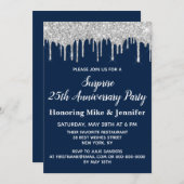 25e Navy Silver Surprise Jubileum-uitvindingen Kaart (Voorkant / Achterkant)