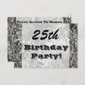 25e of een andere leeftijdscategorie-dag-uitnodige kaart (Voorkant / Achterkant)