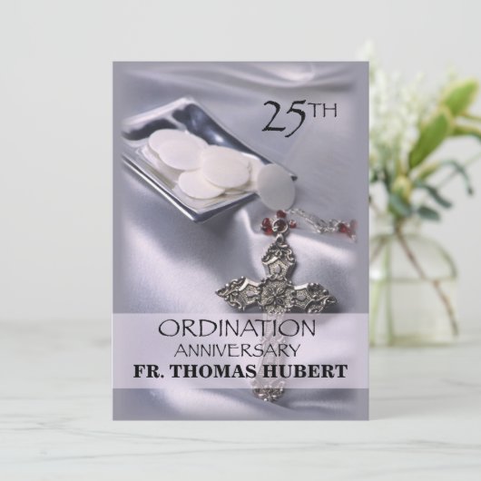 25e Ordination Jubileum Invitation Cross Host Kaart (Staand voorkant)