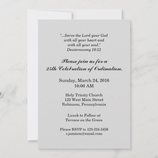 25e Ordination Jubileum Invitation Cross Host Kaart (Achterkant)
