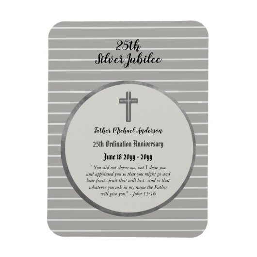 25e Ordination Jubileum Priest Silver Jubilee Magneet (Verticaal)