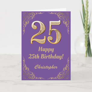 25e Paars- en goudglitter-Lijst Kaart