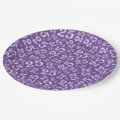 25e Paars/wit Random Number Pattern Papieren Bordje (Gekanteld)