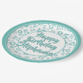 25e Partij Willekeurige Getal Patroon Blauwgroen/W Papieren Bordje (Gekanteld)