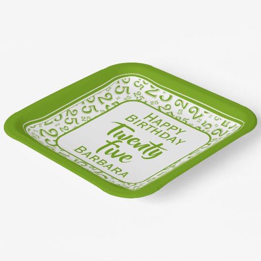 25e Partij Willekeurige Nummer Patroon Groen/Wit Papieren Bordje (Gebogen)