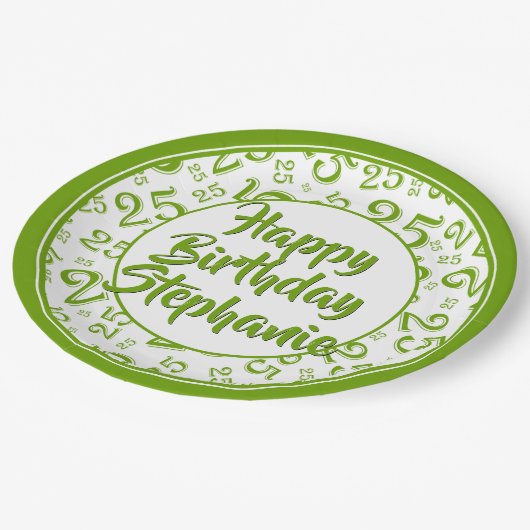 25e Partij Willekeurige Nummer Patroon Groen/Wit Papieren Bordje (Gekanteld)