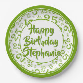 25e Partij Willekeurige Nummer Patroon Groen/Wit Papieren Bordje (Voorkant)