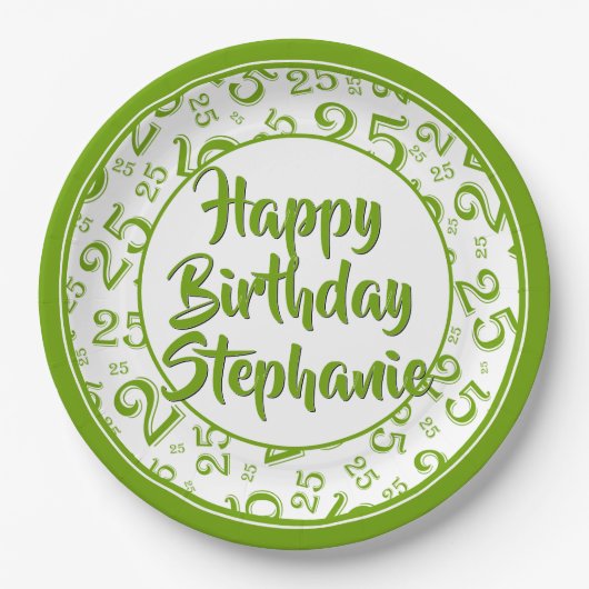 25e Partij Willekeurige Nummer Patroon Groen/Wit Papieren Bordje (Voorkant)
