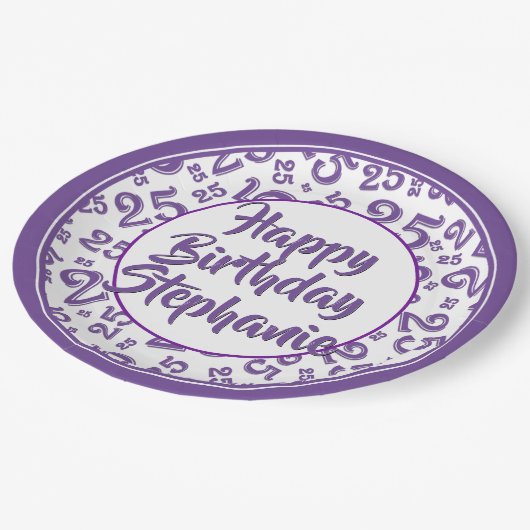 25e Partij Willekeurige Nummer Patroon Paarse/Wit Papieren Bordje (Gekanteld)