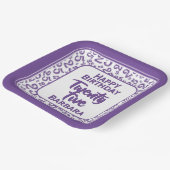 25e Partij Willekeurige Nummer Patroon Paarse/Wit Papieren Bordje (Gebogen)