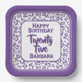 25e Partij Willekeurige Nummer Patroon Paarse/Wit Papieren Bordje (Voorkant)