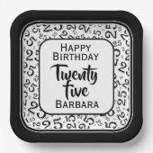 25e Partij Willekeurige Nummer Patroon Zwart/Wit Papieren Bordje (Voorkant)