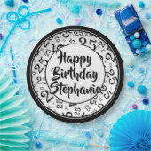 25e Partij Willekeurige Nummer Patroon Zwart/Wit Papieren Bordje (Feest)