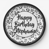 25e Partij Willekeurige Nummer Patroon Zwart/Wit Papieren Bordje (Voorkant)