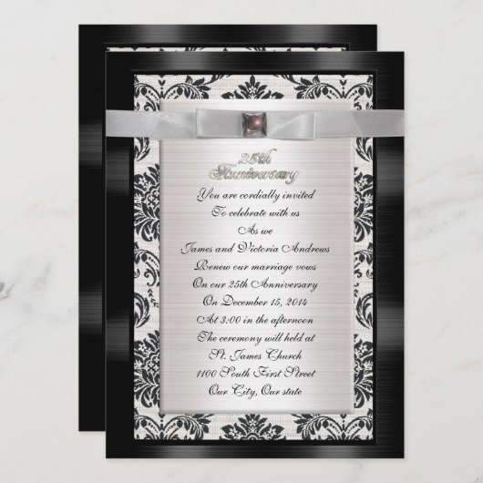 25e partijuitnodiging van de Jubileum groot groott Kaart (Voorkant / Achterkant)