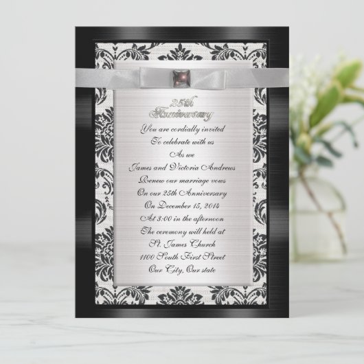 25e partijuitnodiging van de Jubileum groot groott Kaart (Staand voorkant)