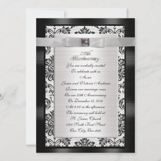 25e partijuitnodiging van de Jubileum groot groott Kaart (Voorkant)