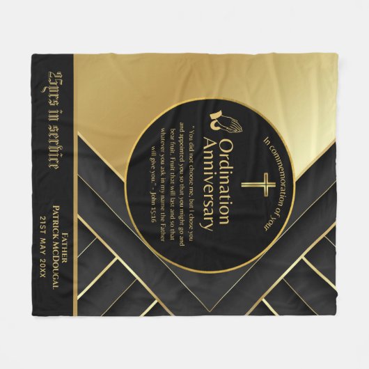 25e pastoor priester Jubileum Gift Ordination ANY Fleece Deken (Voorkant (Horizontaal))