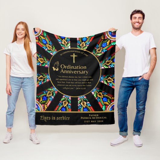 25e pastoor priester Jubileum Gift Ordination ANY Fleece Deken (In situ)