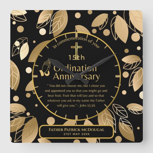 25e pastoor priester Jubileum Gift Ordination ANY Vierkante Klok (Voorkant)