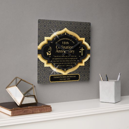 25e pastoor priester Jubileum Gift Ordination ANY Vierkante Klok (Kantoor)