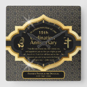 25e pastoor priester Jubileum Gift Ordination ANY Vierkante Klok (Voorkant)