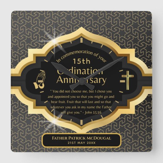 25e pastoor priester Jubileum Gift Ordination ANY Vierkante Klok (Voorkant)
