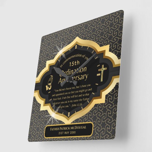 25e pastoor priester Jubileum Gift Ordination ANY Vierkante Klok (Hoek)