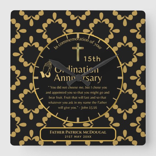25e pastoor priester Jubileum Gift Ordination ANY Vierkante Klok (Voorkant)