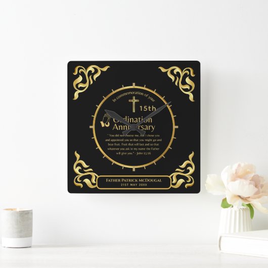 25e pastoor priester Jubileum Gift Ordination ANY Vierkante Klok (Huis)