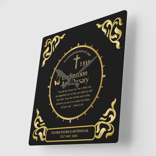 25e pastoor priester Jubileum Gift Ordination ANY Vierkante Klok (Hoek)