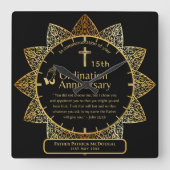 25e pastoor priester Jubileum Gift Ordination ANY Vierkante Klok (Voorkant)