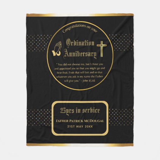 25e Pastor Priester Jubileum Cadeau Priesterwijdin Fleece Deken (Voorkant)