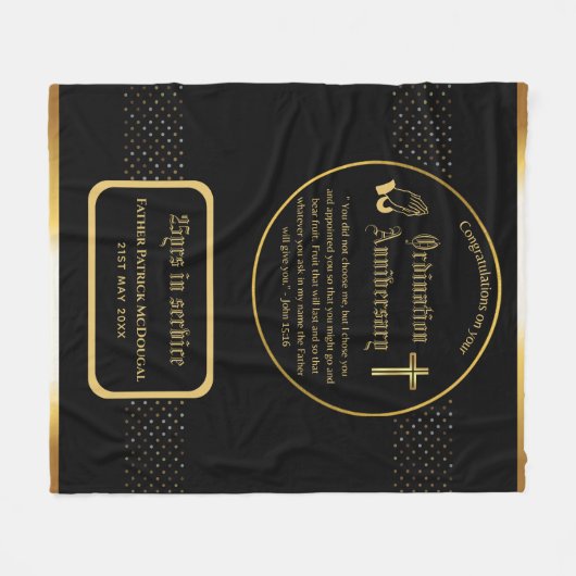 25e Pastor Priester Jubileum Cadeau Priesterwijdin Fleece Deken (Voorkant (Horizontaal))