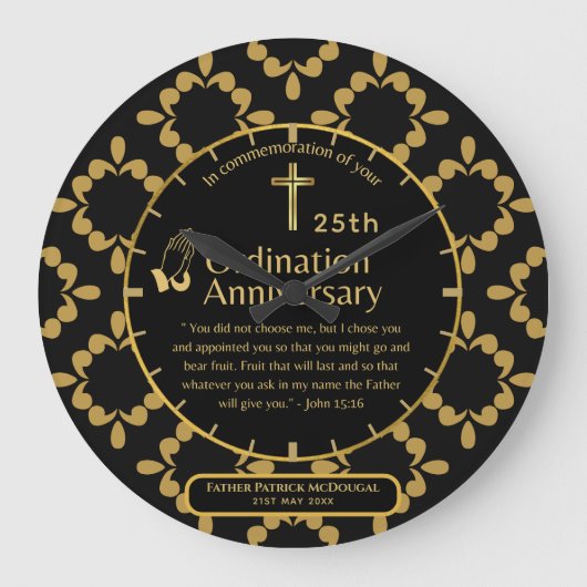 25e Pastor Priester Jubileum Cadeau Priesterwijdin Grote Klok (Voorkant)