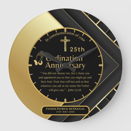 25e Pastor Priester Jubileum Cadeau Priesterwijdin Grote Klok (Voorkant)