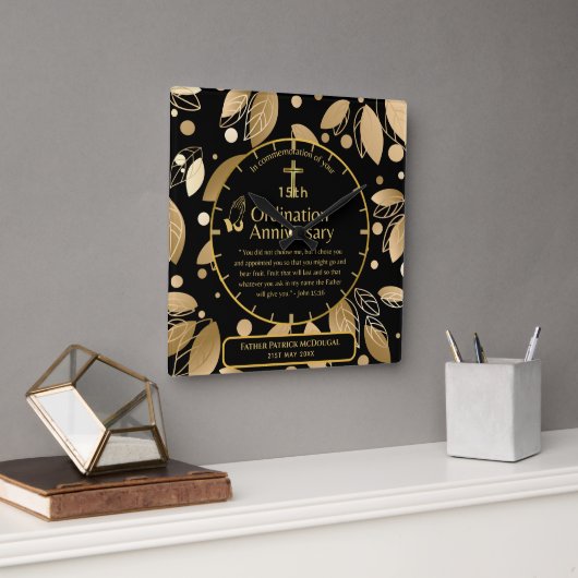 25e Pastor Priester Jubileum Cadeau Priesterwijdin Vierkante Klok (Kantoor)