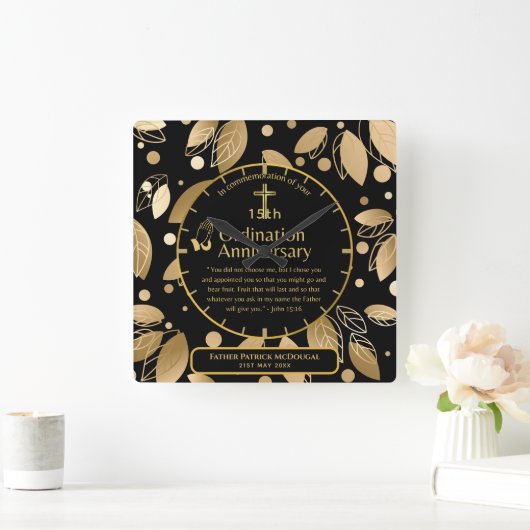 25e Pastor Priester Jubileum Cadeau Priesterwijdin Vierkante Klok (Huis)